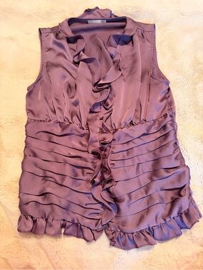 Velvet de Claire Purple Ruffle Sleeveless Blouse Size Small